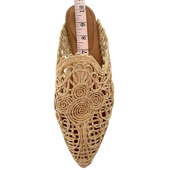 Sundance Veracruz Vintage Lace Mules Pointed Toe Raffia Artisans Dama Raffia - Picture 3 of 12